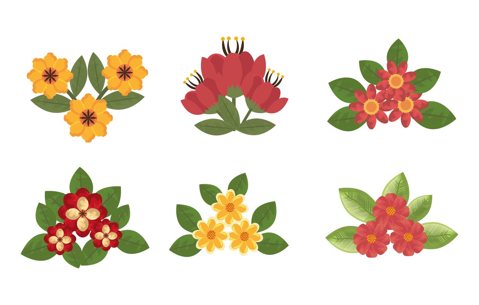 paquete de flores naturales iconos vector