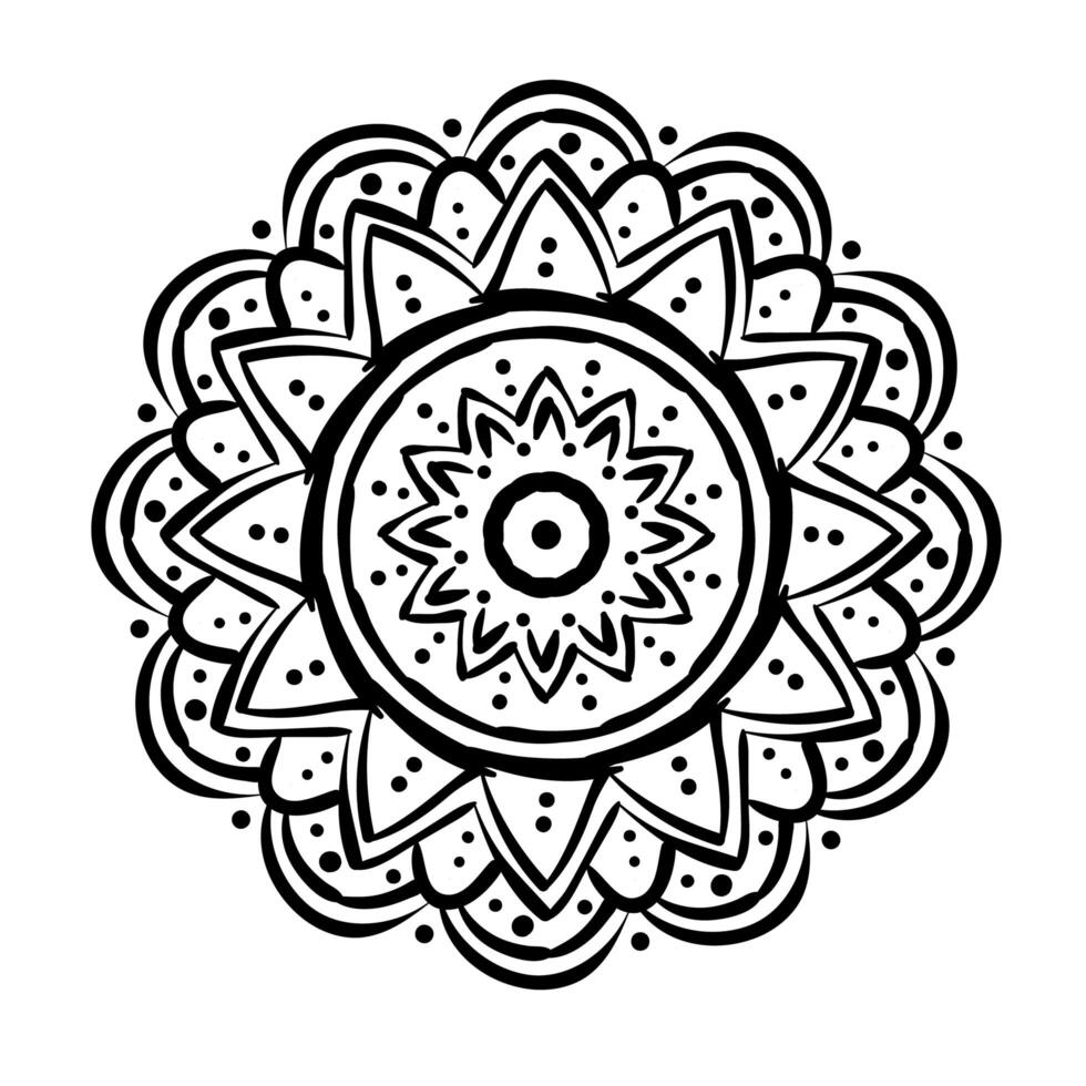 circular mandala floral silhouette style icon vector