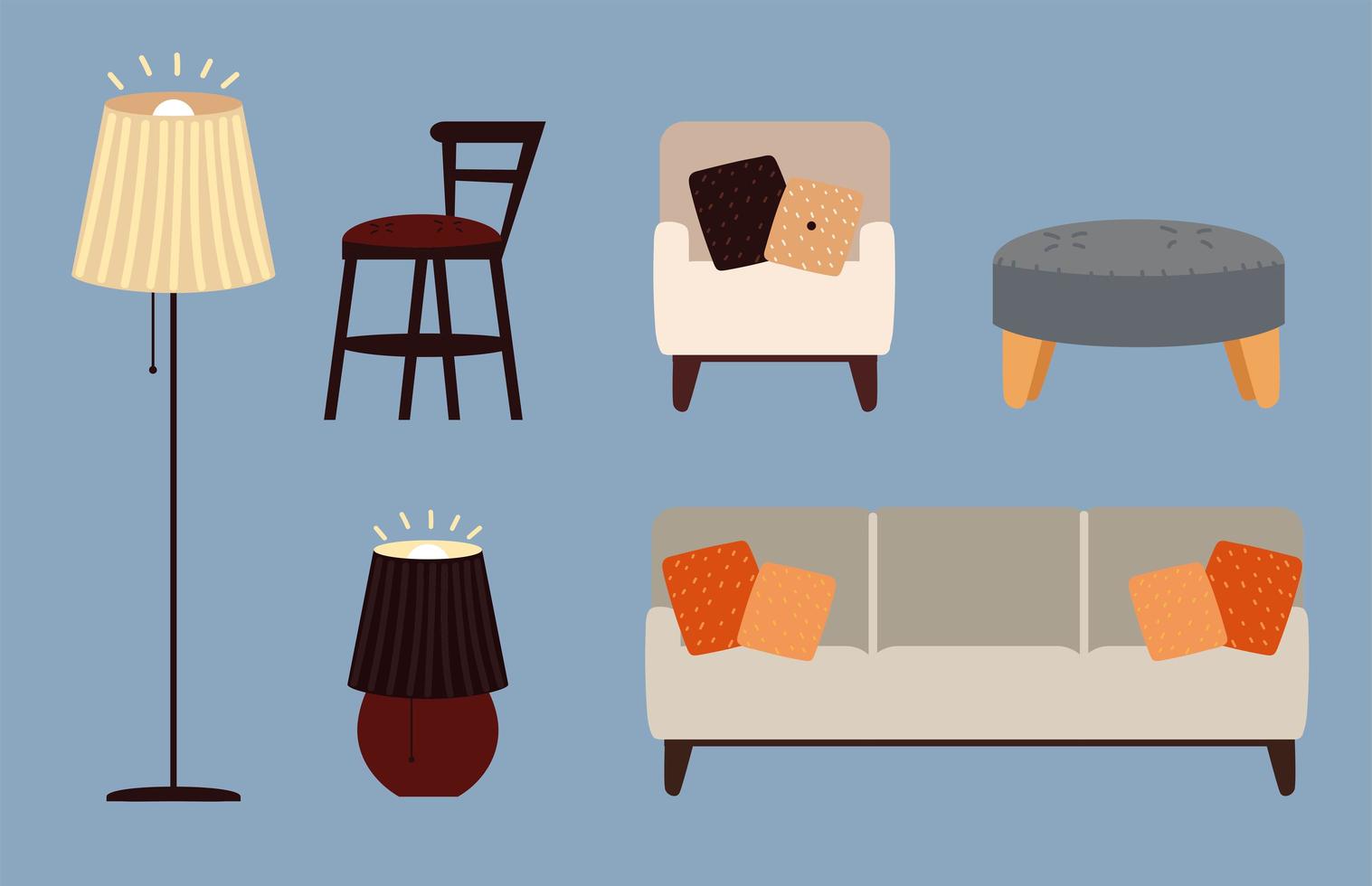 establecer muebles para el hogar vector