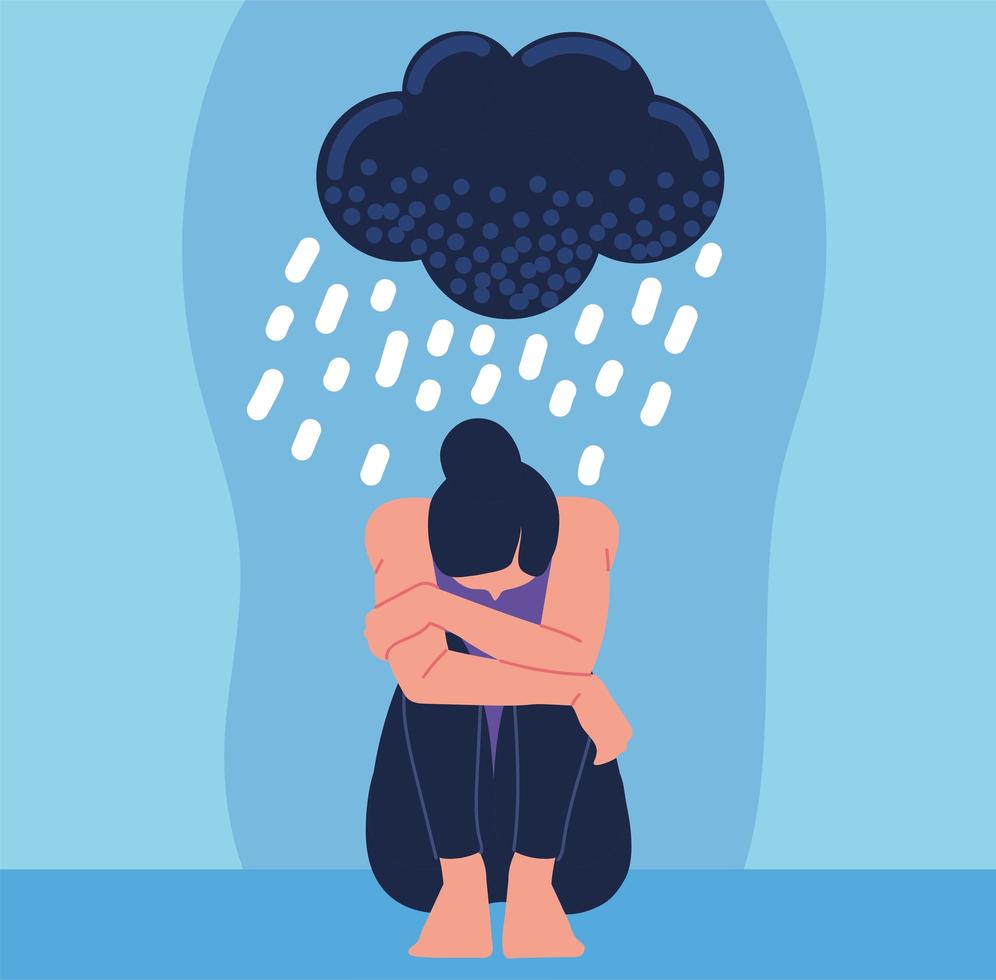 woman depressive thoughts vector