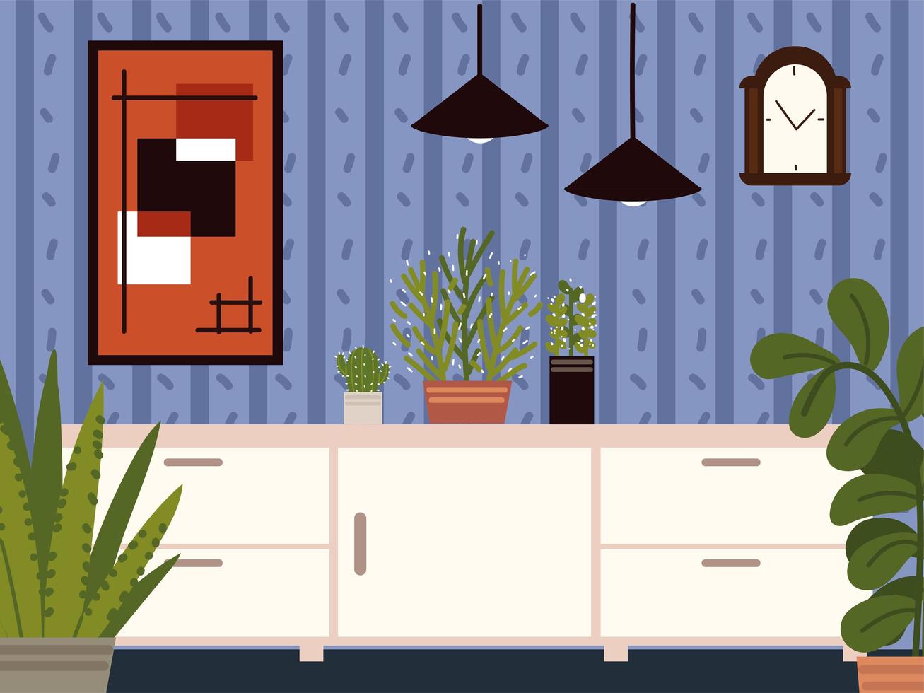 home interior scene vector