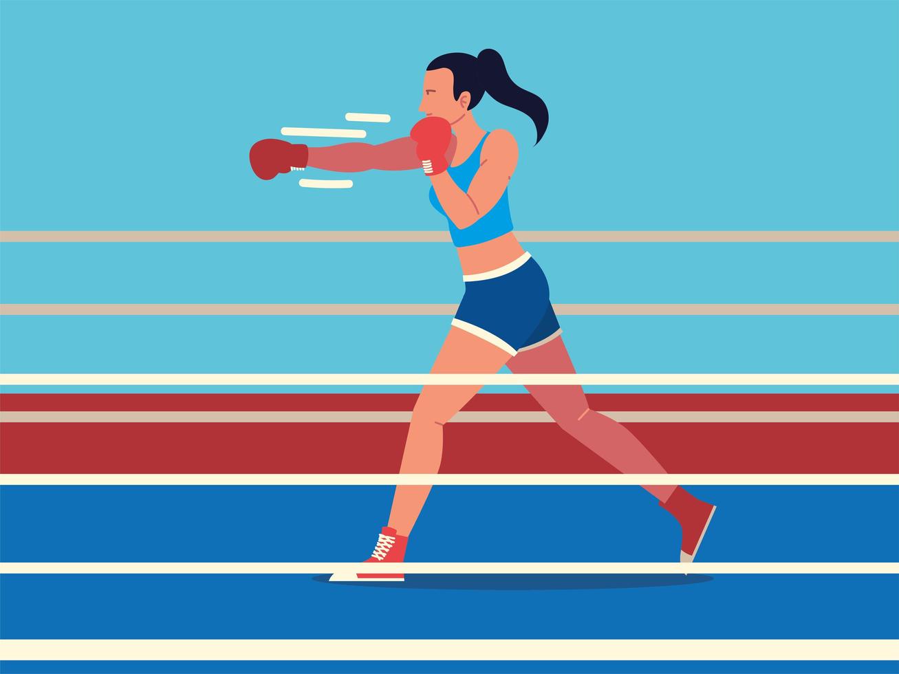 woman boxing ring vector