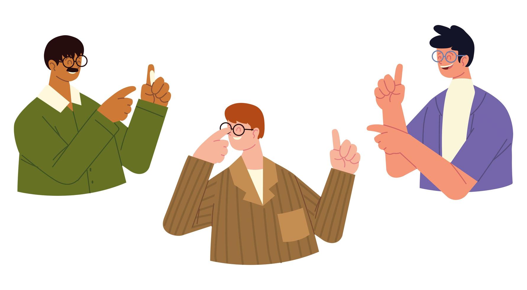 portrait happy men vector