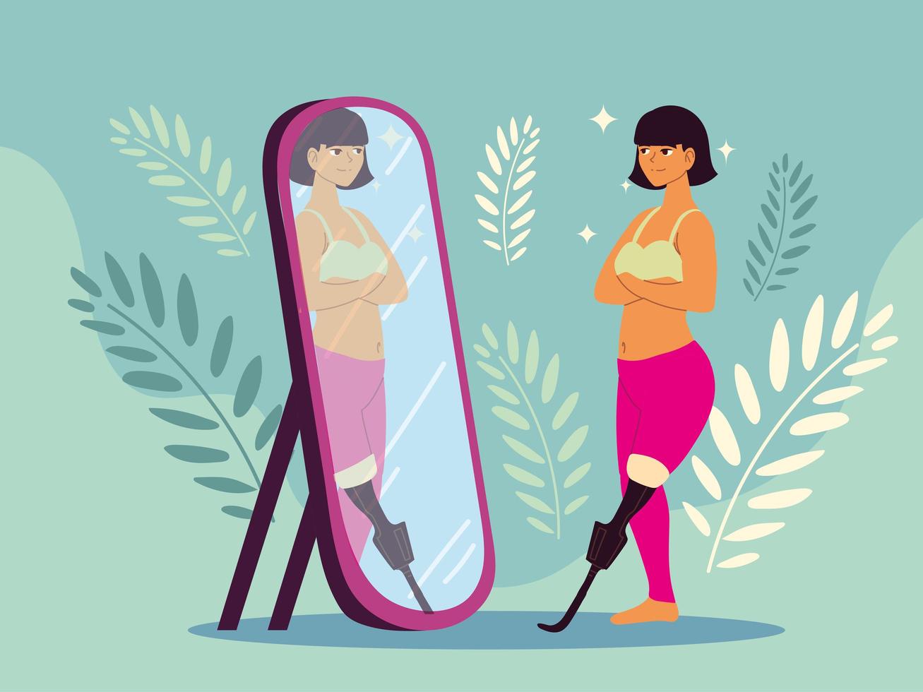 woman prosthesis mirror vector