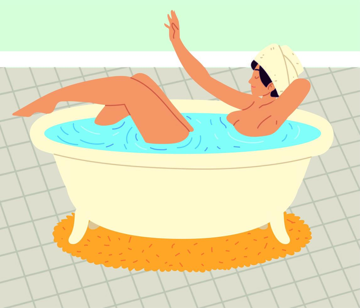 woman lying bathtub vector