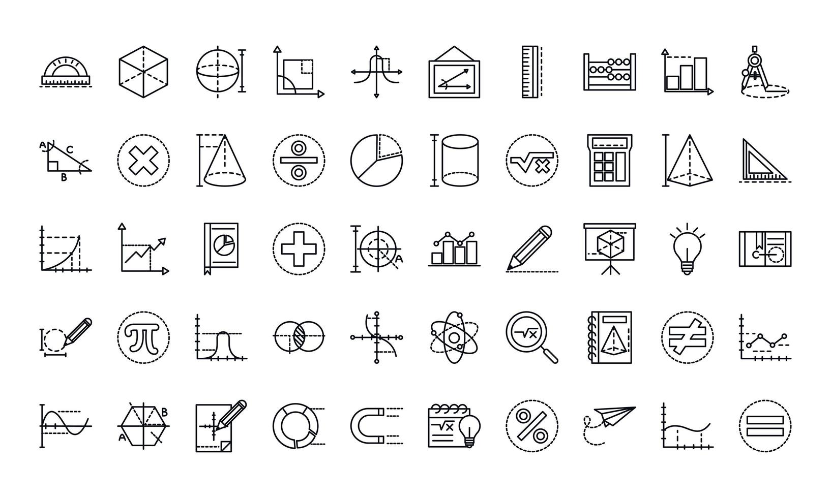 math education school science icons collection line and style vector