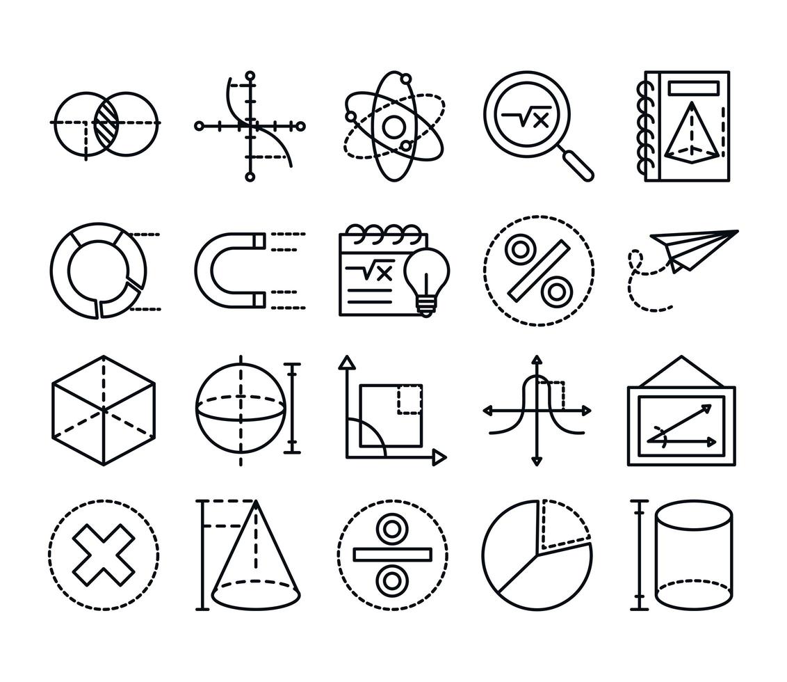 math education school science icons collection line and style vector