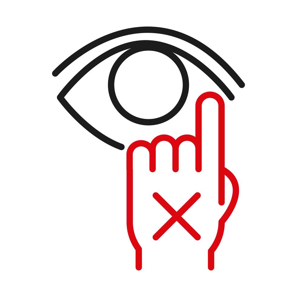 Dont touch your eye line bicolor style icon vector design