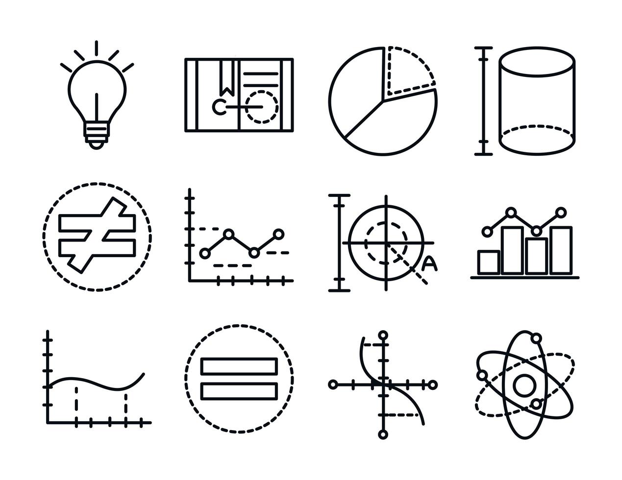 math education school science icons collection line and style vector