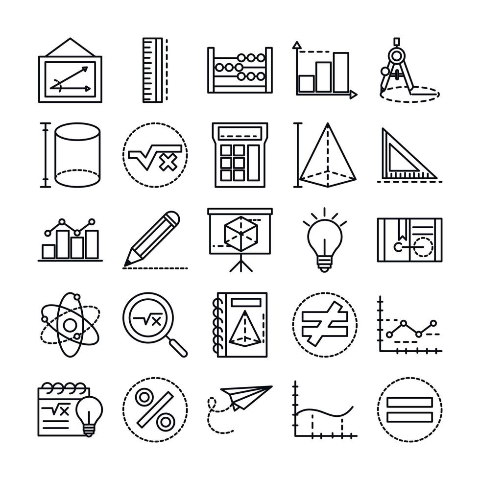 math education school science icons collection line and style vector