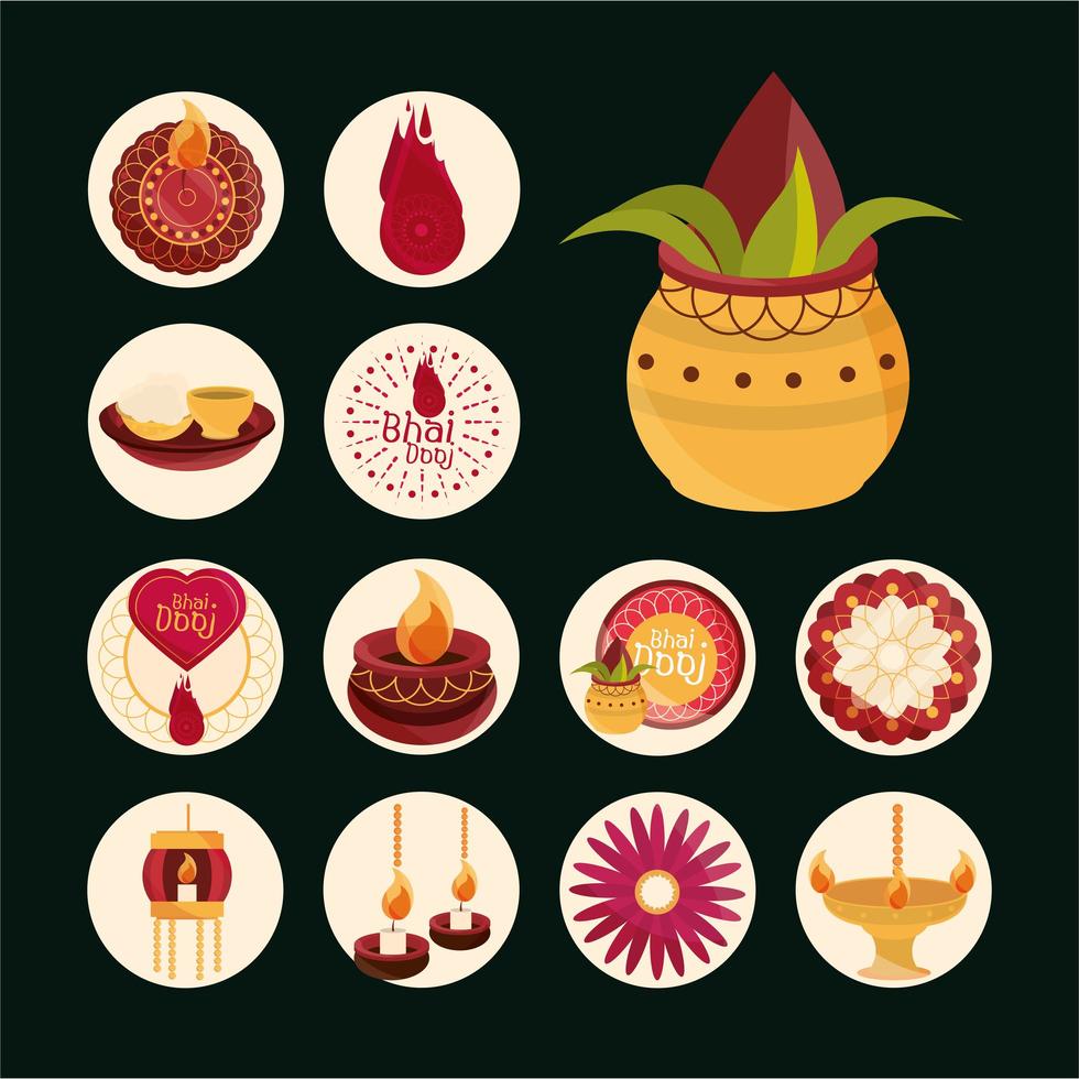 happy bhai dooj event celebrated by hindus collection icons vector