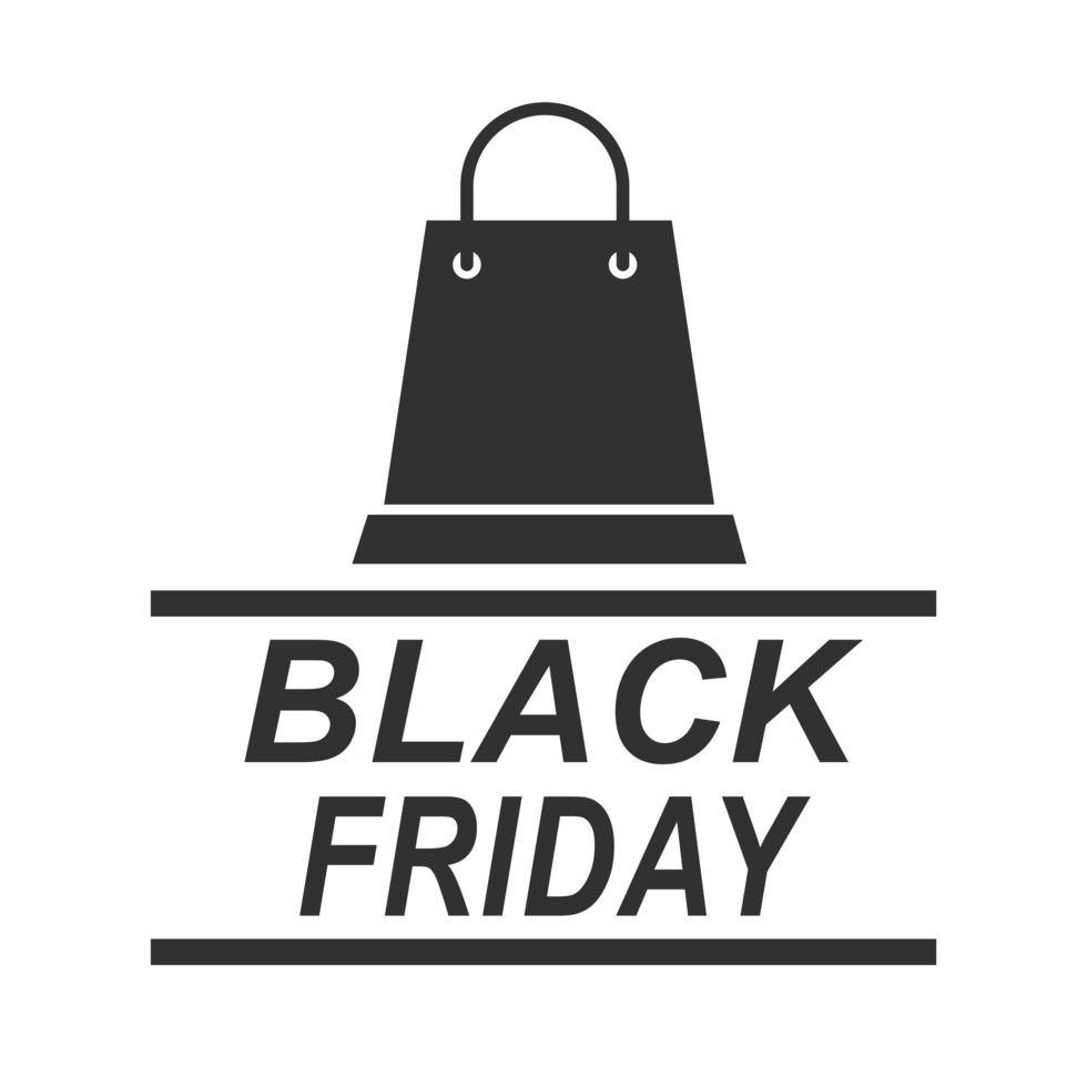 black friday shopping bag promotion sale weekend flyer icon silhouette style vector