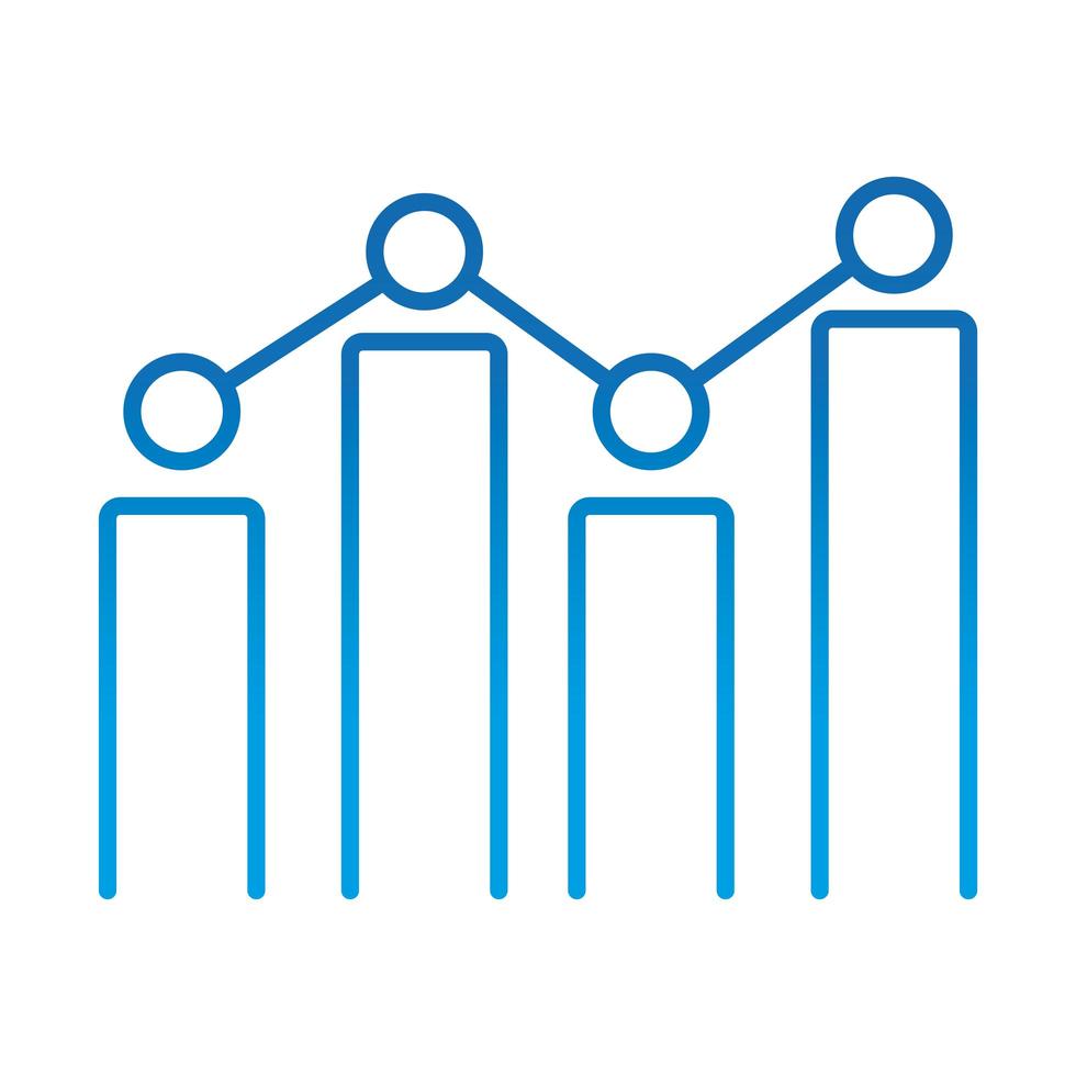 análisis de datos estadísticas comerciales financieras barra gradiente icono de línea azul vector