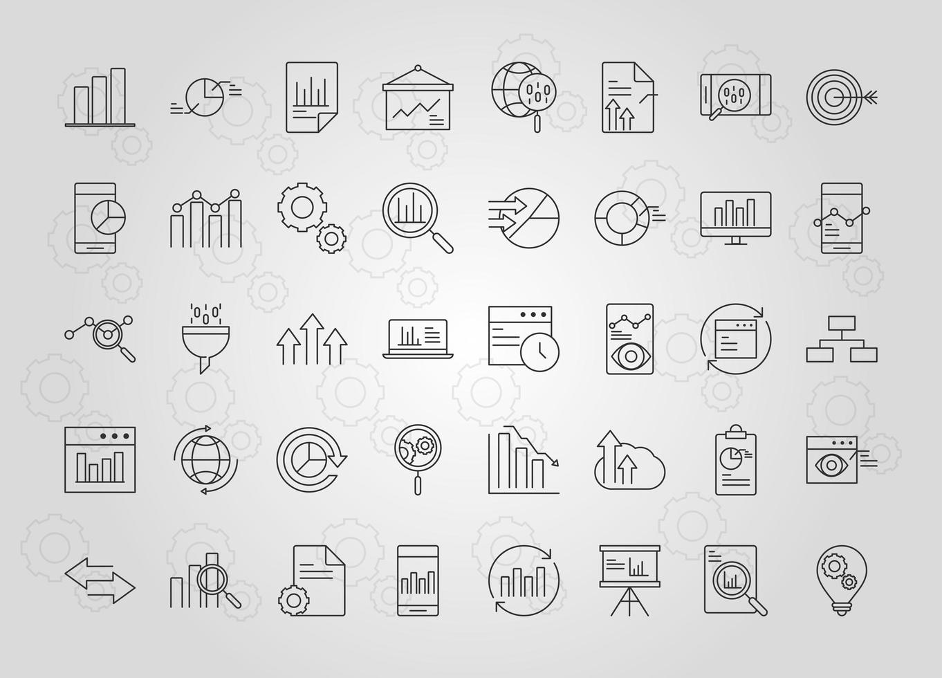 data analysis financial business invest marketing report line icons vector