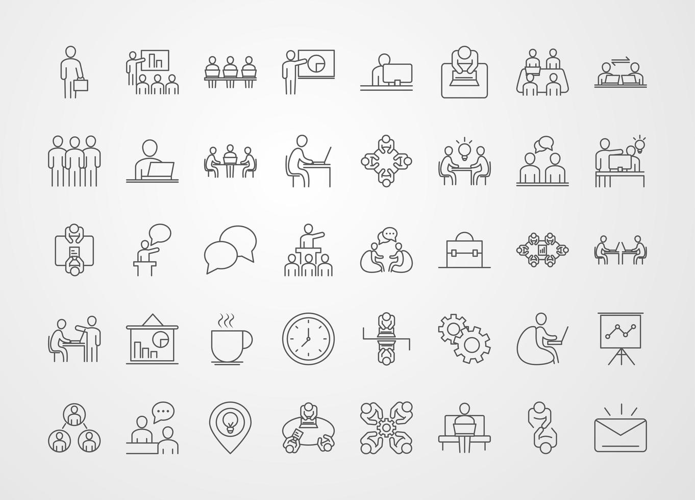 coworking office business workspace line icons design vector