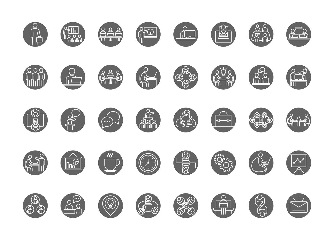coworking office business workspace line icons design vector