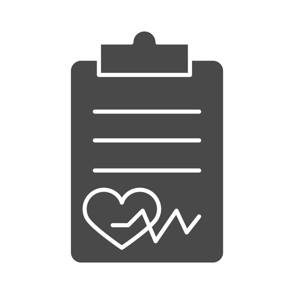 Portapapeles informe latido del corazón sano silueta diseño de icono vector