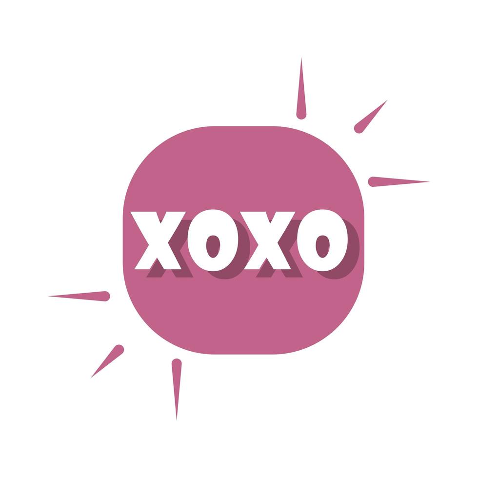 slang bubbles purple bubble xoxo message over white background flat icon design vector