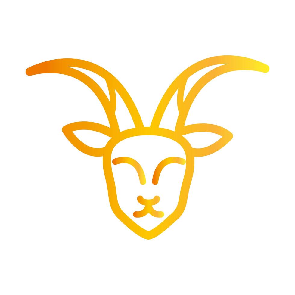 horned ram head animal white background gradient style icon vector