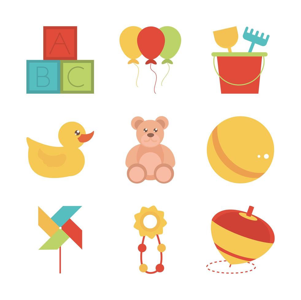 toy object for small children to play flat style cartoon icons set vector