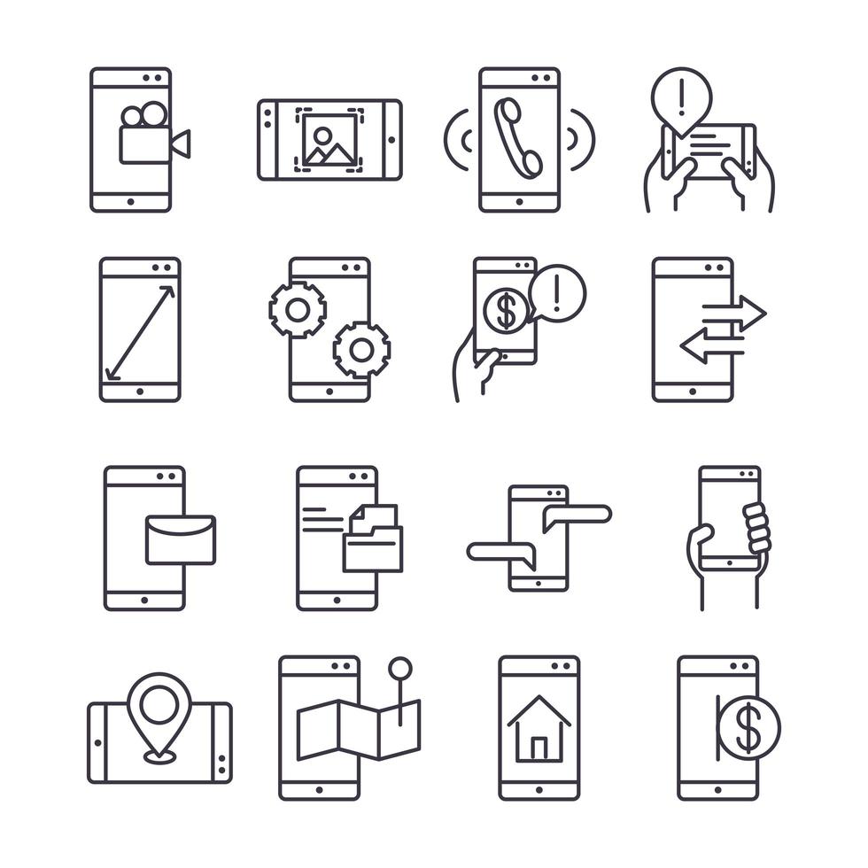 smartphone device technology digital app and conection thin line style