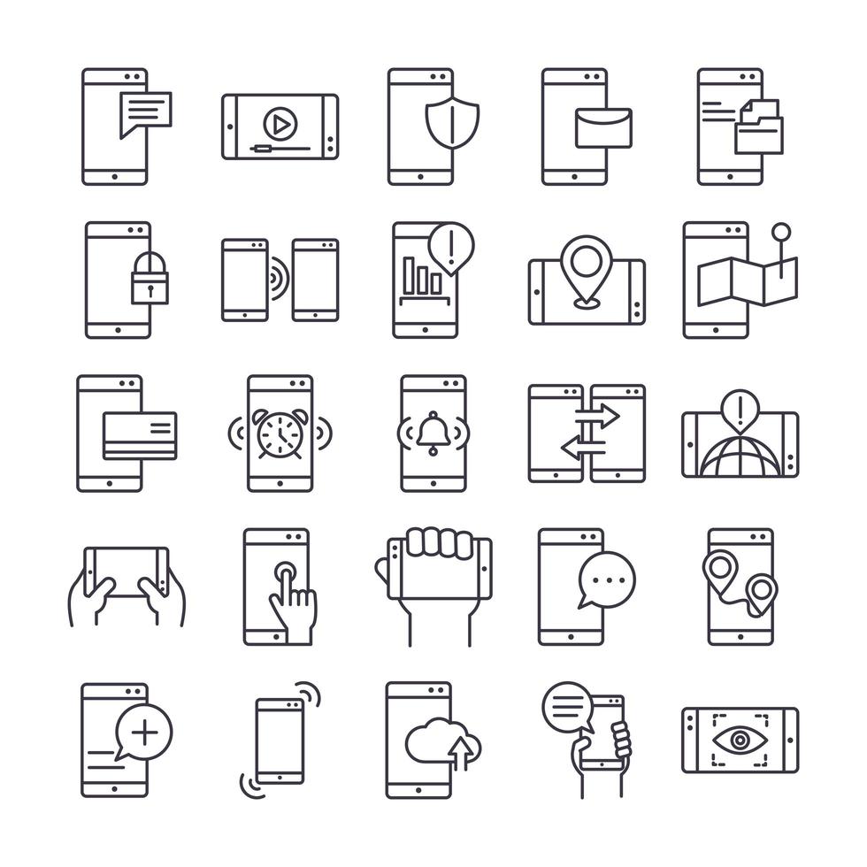 smartphone device technology digital app and conection thin line style