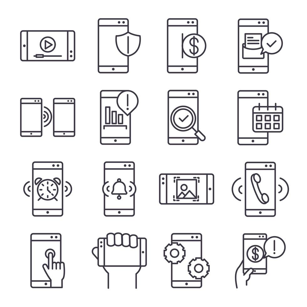 smartphone device technology digital app and conection thin line style