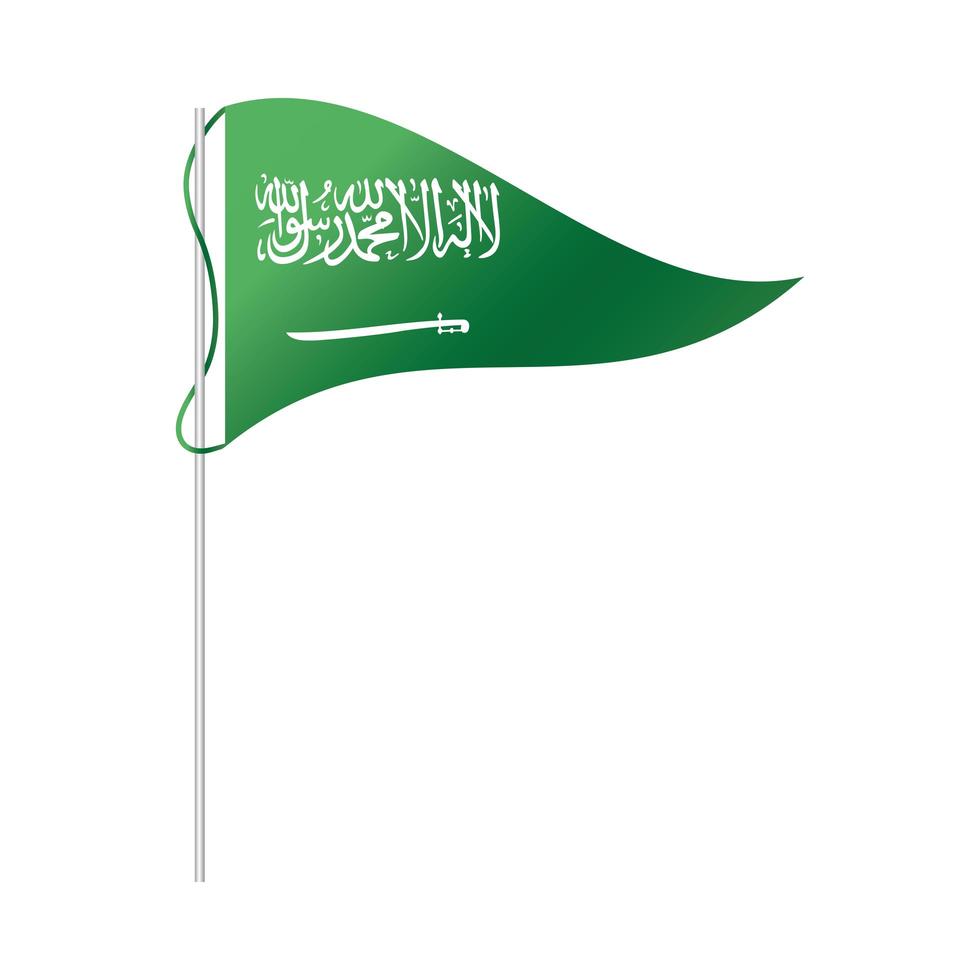 día nacional de arabia saudita agitando bandera triangular emblema verde icono de estilo degradado vector