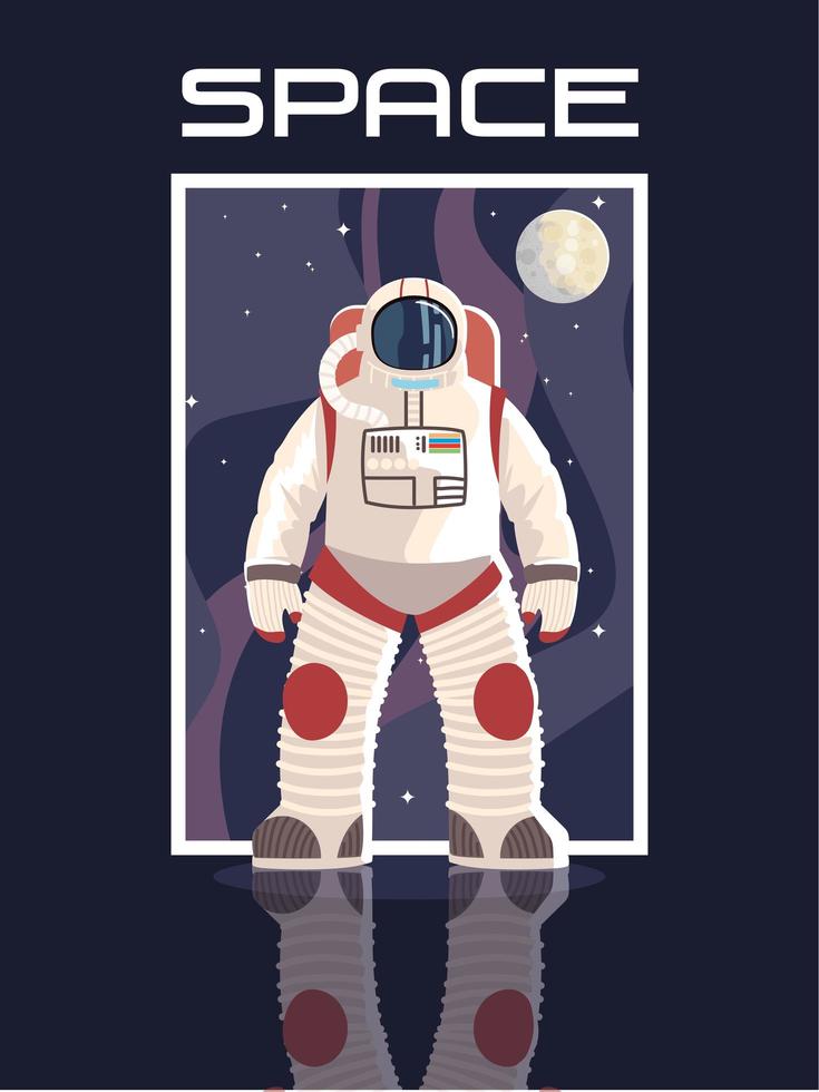 espacio astronauta personaje luna explorar aventuras vector