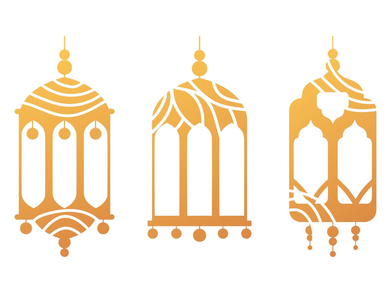 antique arabic ramadan light lanterns muslim vector