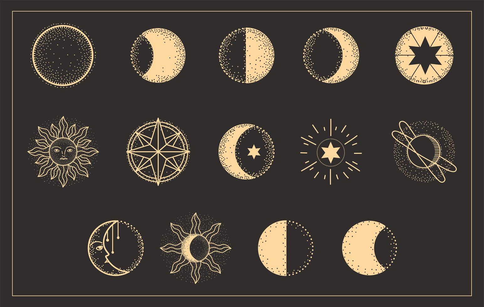 moon phases set vector