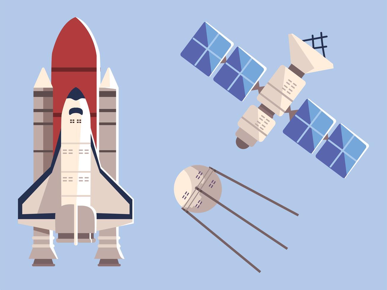 space shuttle satellite explore adventure travel vector