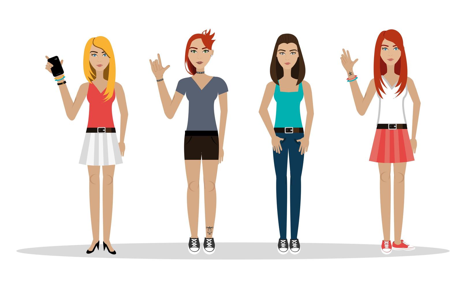 grupo de mujeres estilo punk vector