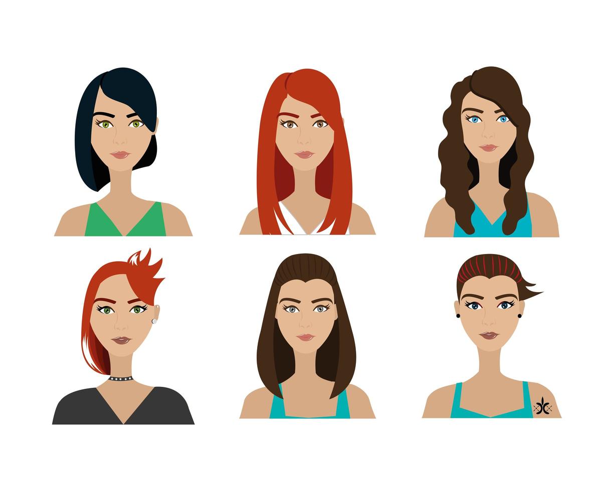 grupo de mujeres estilo punk vector