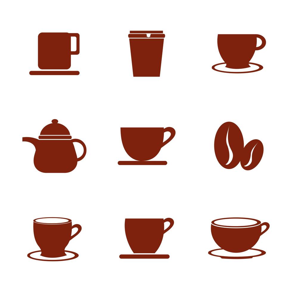 bundle coffee of set icons vector