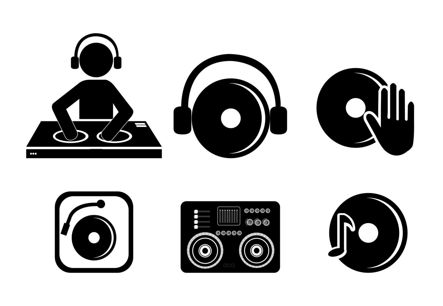 bundle dj music set icons vector