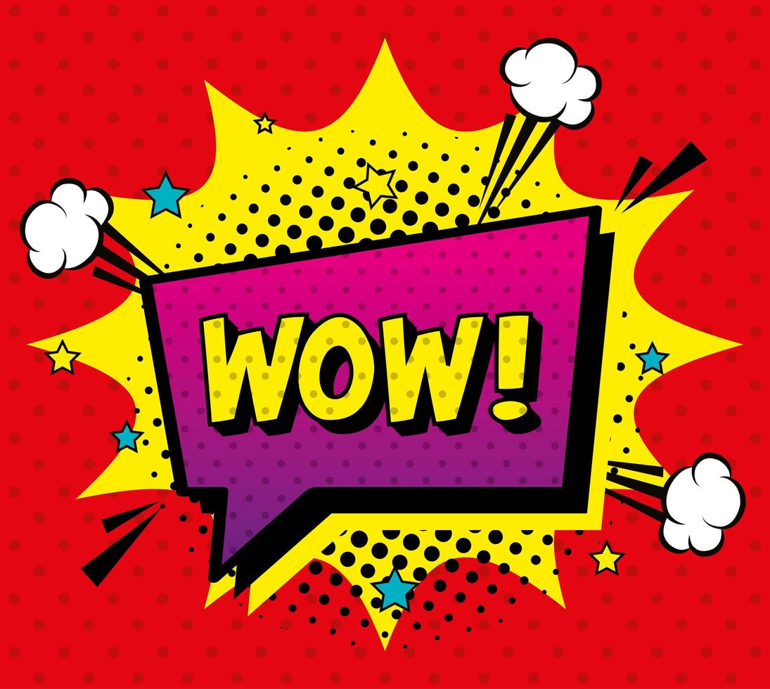 wow expression sign pop art style vector