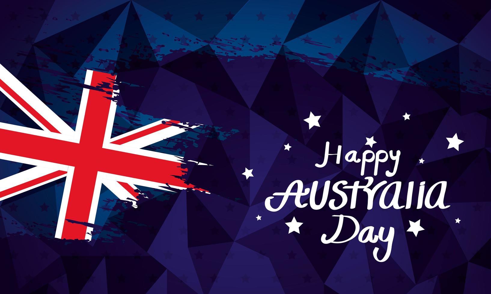 happy australia day with flag and stars vector