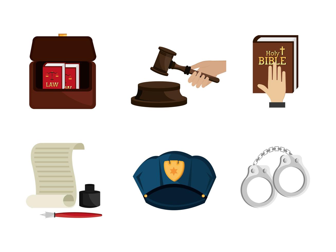 set of legal law and justice icons vector