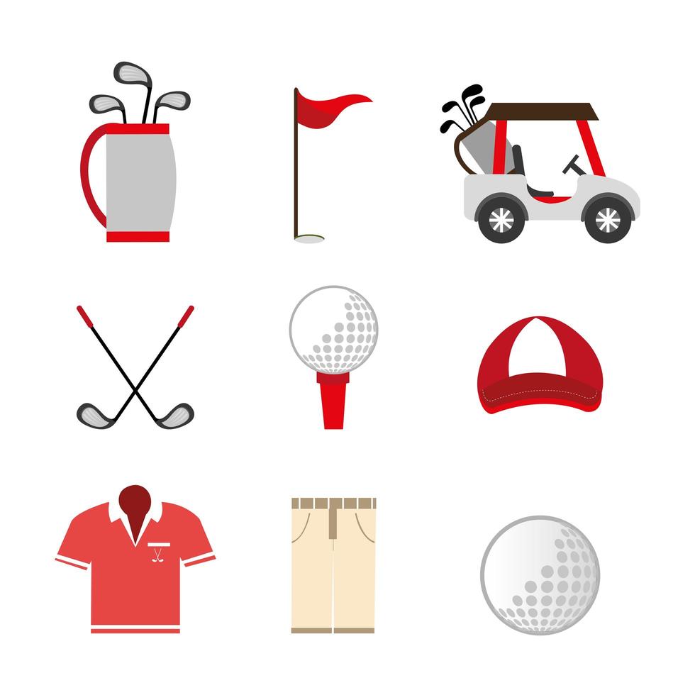 bundle of golf set icons vector