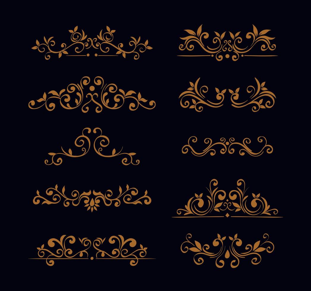 bundle of elegant ornamental borders frames vector