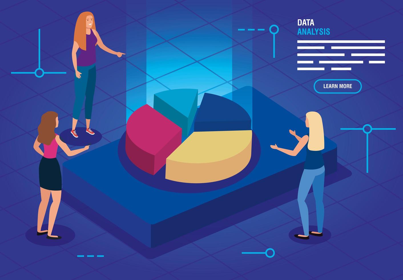 business women with analysis data vector