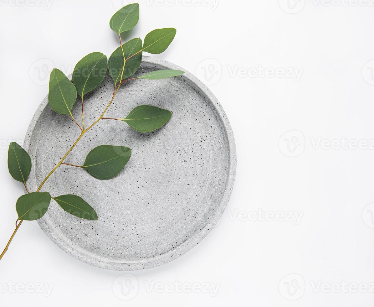 Plate with eucalyptus photo