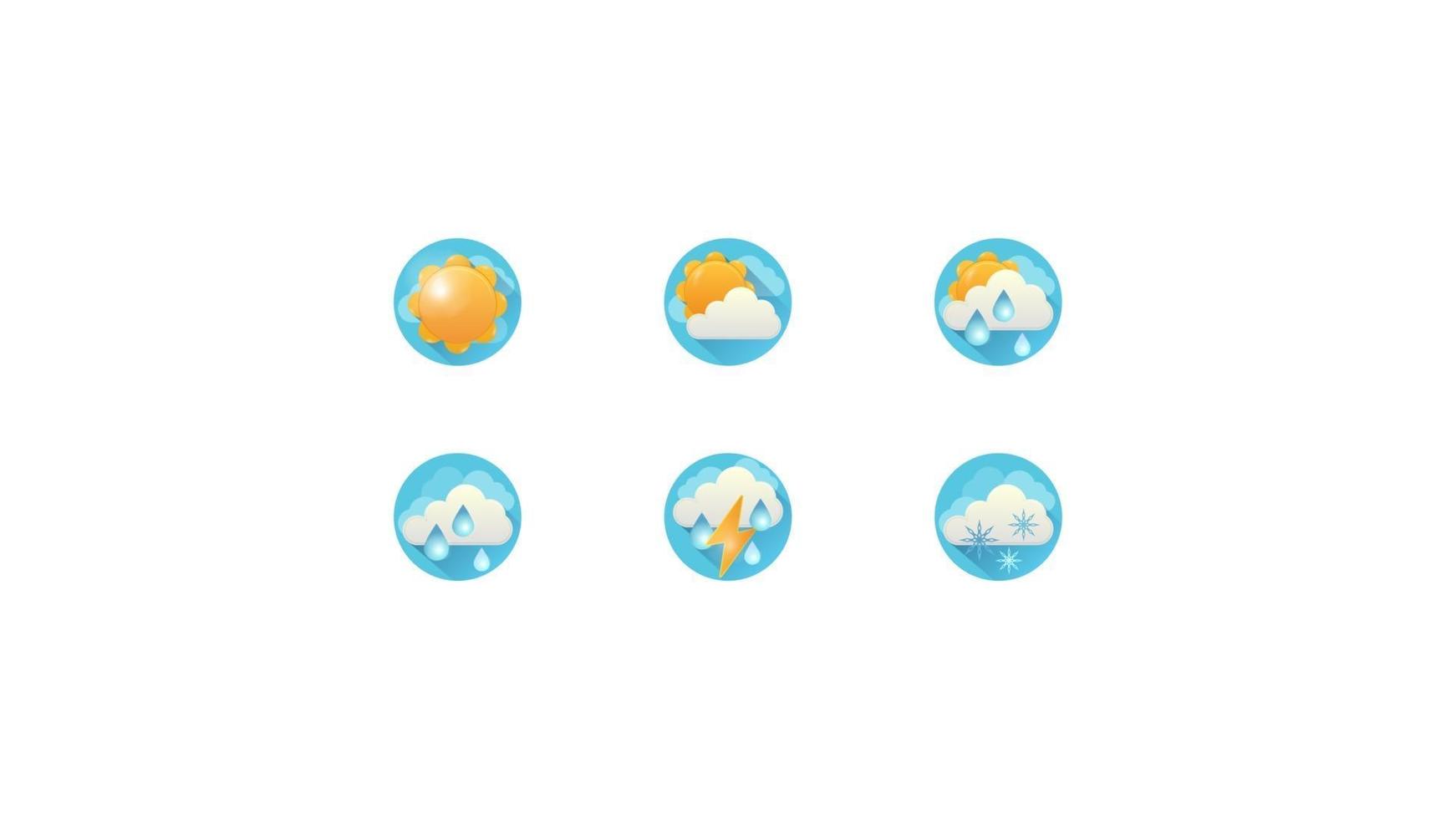 Round Weather Icons Collection in flat style isolated on white background vector