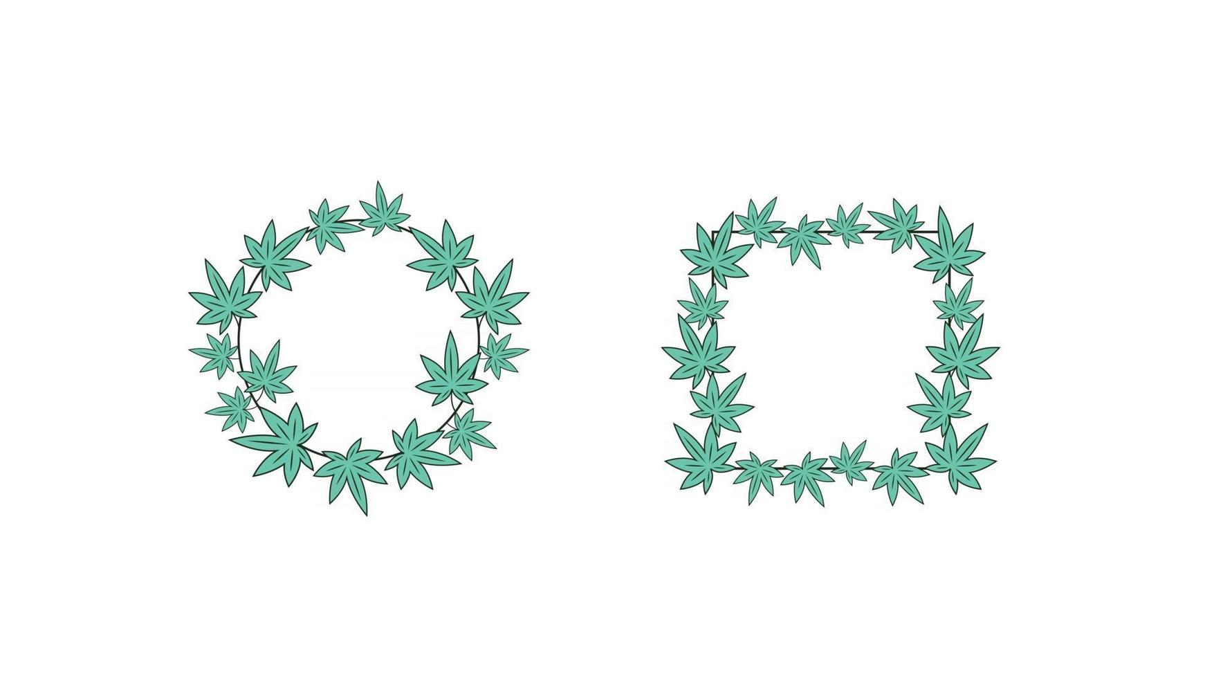 Frame templates made of cannabis leafs isolated on white background vector