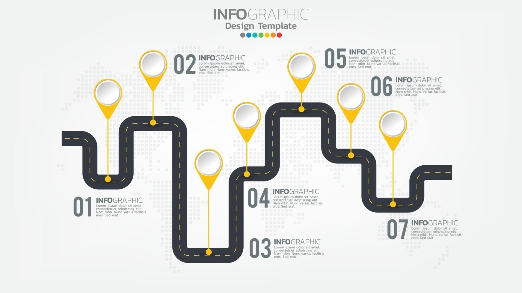 Infograph steps yellow color element with circle, chart diagram, business online marketing concept. vector