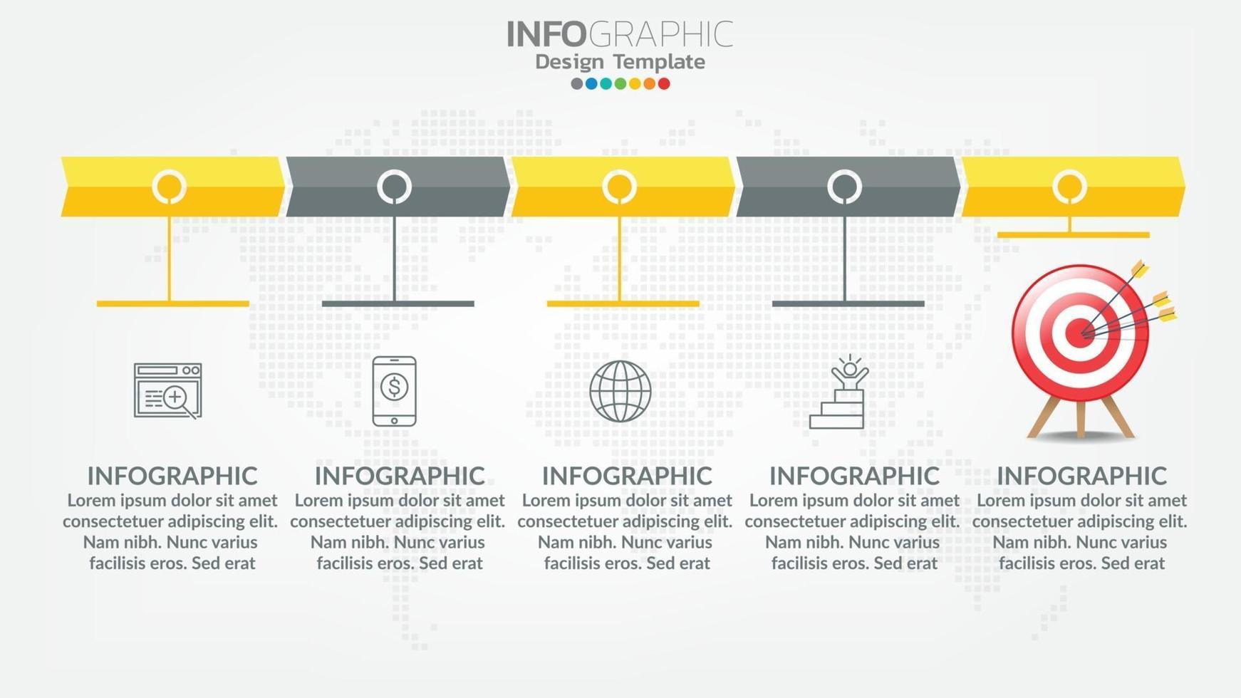 Infograph steps color element with arrow, chart diagram, business online marketing concept. vector