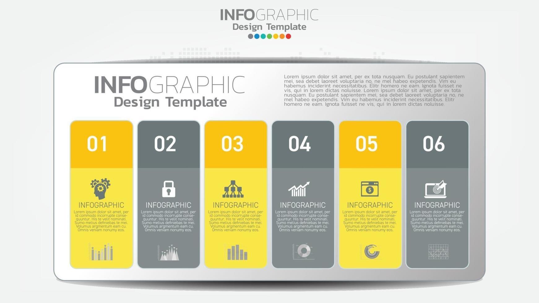 elemento de color de pasos de infografía con opciones, diagrama de gráfico, concepto de marketing en línea de negocios. vector