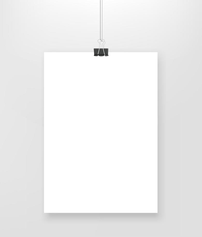 White blank paper list on a wall. Template for a text vector