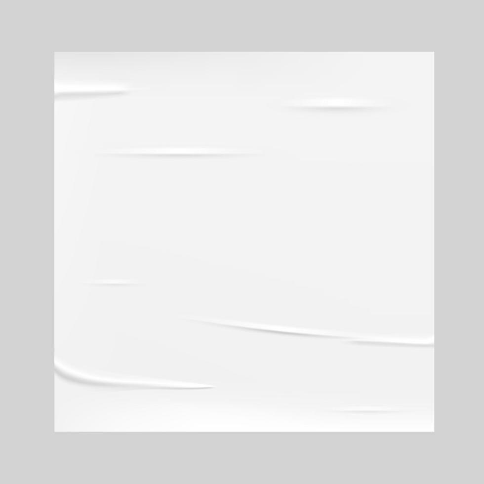 White square paper glued sticker. Vector mockup